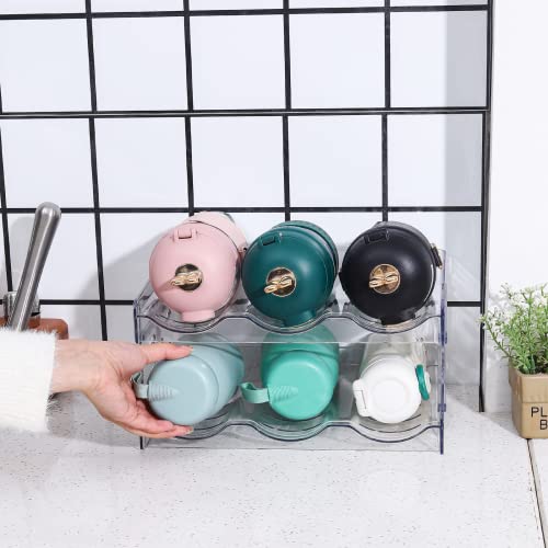 Water Bottle Organizer For Cabinet 2 Pack Plastic Clear Stackable Bottle Holder Storage For Pantry Organizer And Cabinet Organizer,Wine Rack/Drink Bottle Storage Stand For Refrigerator,Kitchen,Freezer #TOP6