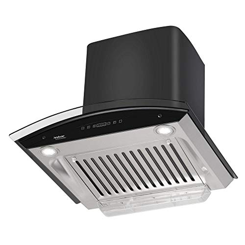 Image of Hindware Smart Appliances | Nevio 60 cm | 1200 m3 /hr Auto Clean Chimney | Baffle Filter | Curved Glass | Wall Mounted (Black)