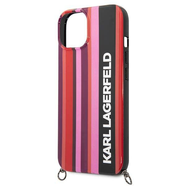Coque Karl Lagerfeld iPhone 14 rigide rose rayures protection téléphone 6,1 pouces - 5