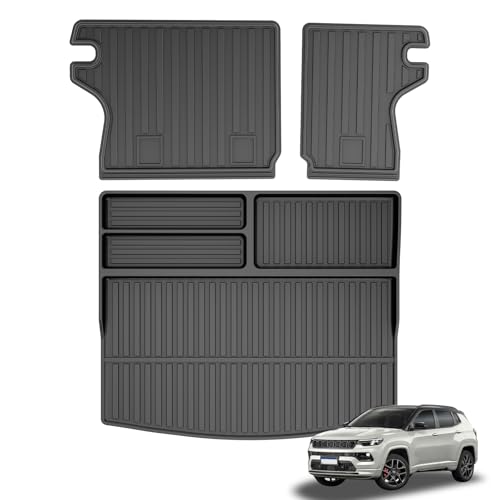 AOMSAZTO Cargo Mat Compatible with 2017-2025 2026 Jeep Compass Cargo Liner & Backrest Mat - TPE Waterproof Anti-Slip All Weather Protection Trunk Mat & Seat Back Cover Protection by AOMSAZTO - Used condition - CA$44.27