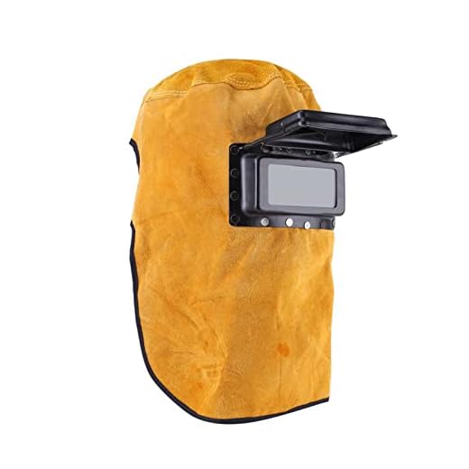 Máscara de Soldadura de Soldador de Cuero Cómoda, Casco de Soldadura Transpirable Casco de Soldadura de Oscurecimiento con Lente de Filtro de Oscurecimiento Automático