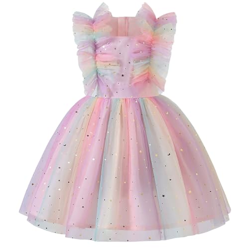 AGQT Girls Birthday Party Dress Polka Dots Sequin Star-Light Princess Tulle Wedding Pageant Evening Gown 3-10 Years