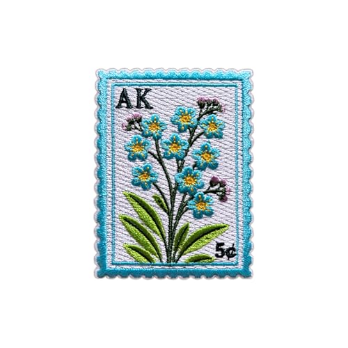 Roiseposie Alaska Forget-Me-Not State Flower Patch, Stamp 3 Inches Iron
