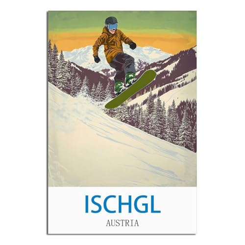Ischgl Poster de voyage vintage Autriche grand format 50x75 cm pour deco salon