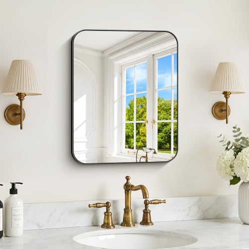 Image of DESBING 16 inchx20 inch Bathroom Mirror for Over Sink, Black Framed Wall Mirror