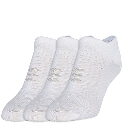 PowerSox Women's Lightweight No Show Socks with Moisure Control, 3 Pairs, white, Shoe Size: 6.5-10