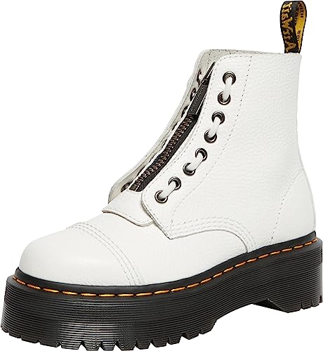 Dr Martens Unisex Jadon Vegan Cherry Red Quad Cambridge Brush Boots, White Milled Nappa, 4 UK