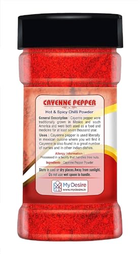 Image of Desire Cayenne Pepper Powder 200g - Hot & Spicy Chili Powder, Perfect for Cooking, Seasoning, and Adding Heat to Dishes | 100% Pure and Natural | No Additives | Pack of 1