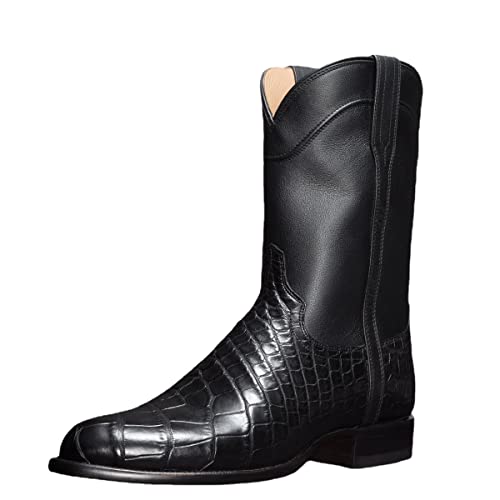 Cowboy Boots For Men Western Boot Classic Crocodile Pattern Mid-Cylinder Leather Country Western Boots Men's Work Boots