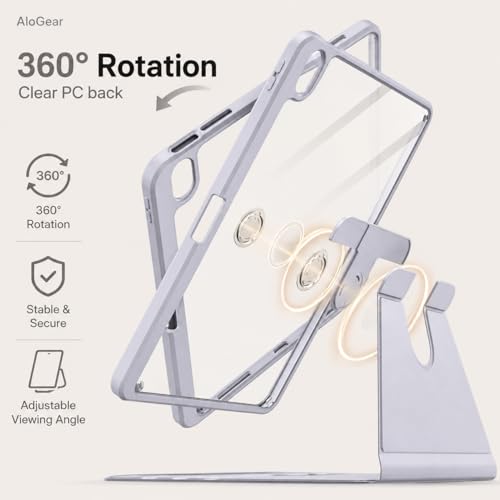 Image of Mavro Leather Case for OnePlus Pad Go 2 12.1 Inch and Oppo Pad 5, 360 Rotation Stand, Clear Back Cover with Pencil Holder (Black, 360 Rotating)