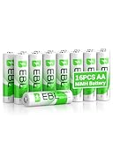 EBL 16PCS Piles AA Rechargeables 2800mAh 1,2V Ni-MH, AA/HR6 Piles Rechargeables Haute Perf...