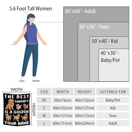 Custom Golden Retriever Blanket for for Baby - 30x40 Inches Lap Size - Soft Fluffy Cozy Blankets Gift - Black Funny Blanket for Couch, Work