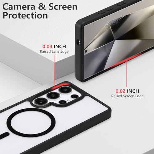 Image of Back Cover Case for Samsung Galaxy S25 Ultra | Back Cover with Mag-Safe | Transparent & Black Mobile Phone Back Cover for Samsung Galaxy S 25 Ultra / S25 Ultra | Anti Yellow TPU Back Cover