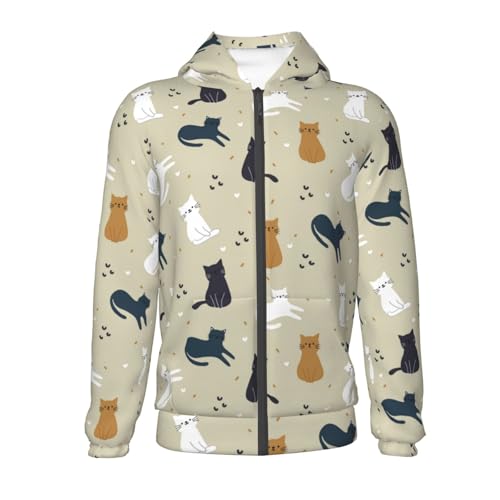 Cute Cartoon Cats Kid Hoodies Boys Zip Up Sweatshirts Girls Pullover with Pocket2