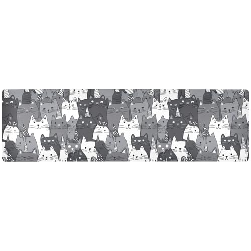 Tapis résistant à la chaleur et chemin de table chat noir et blanc imperméable - 2