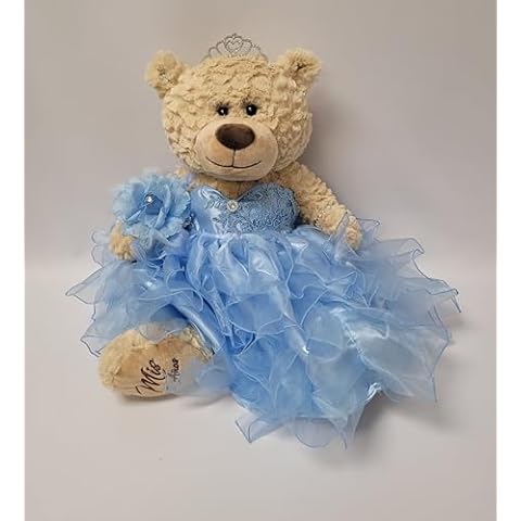 KINNEX COLLECTIONS SINCE 1997 20" Quince Anos Quinceanera Last Doll Teddy Bear with Dress (Centerpiece) ~ ARC16832-4R (Baby Blue) Cover