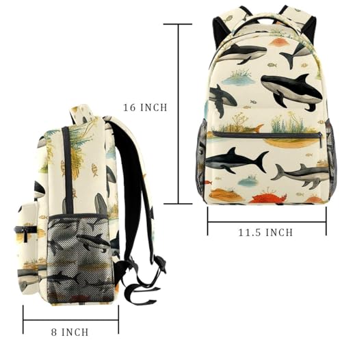 Sac à dos de voyage baleine J multicolore avec porte-bouteille