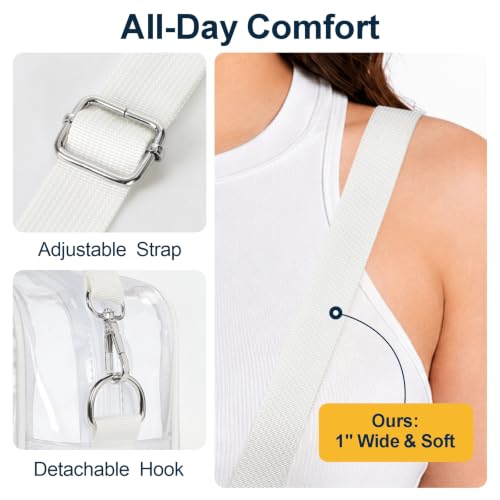 Image of PACKISM Clear Bag for Stadium Events - Small Clear Purse Crossbody Bag | Adjustable Wide Strap, 2 Easy Access Pockets, Thick 0.5mm PVC, for Sports Game Day Concerts Festival, Women Clear Stadium Bag