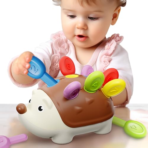 Image of iPlay, iLearn Fine Motor Toys for Toddlers 1-3, Hedgehog Montessorri Learning Educational Counting & Sorter Toy, Development Baby Sensory Gifts for 6 9 10 12 18 Month, 1 2 3 Year Olds Boy Girl Kids
