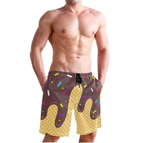 Men's Swim Trunks,Brown Ice Cream Quick Dry Swimming Board Shorts, Breathable Beach Swimwear Summer Swim Shorts with Pockets XX-Large4