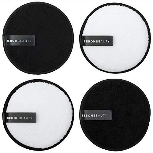 Reusable Makeup Eraser Pads | 4 Pack Large Eco Friendly Microfiber Makeup Remover Pads Rounds for Face Makeup | Perfect for Chemical Free Removal of Eye Makeup Foundation Highlighter and Lipstick