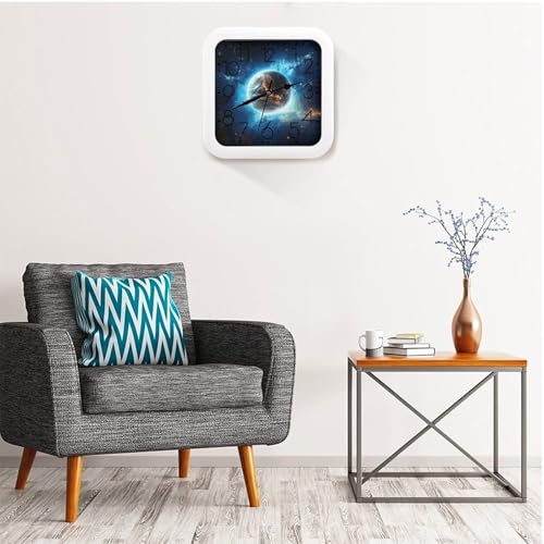 Horloge rétro bleue de qualité supérieure Terre dans l'espace carrée - 6