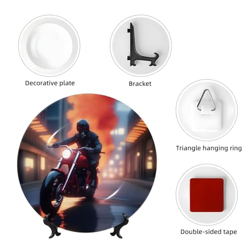 Platos decorativos de esqueleto de motociclista para salones modernos y oficinas 5