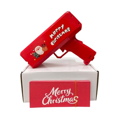 Pistolet pulvérisateur de papier pour fête de Noël, serpentins à confettis festifs avec motif Père Noël, rouge, 18,5 cm (rouge, 1 pièce)