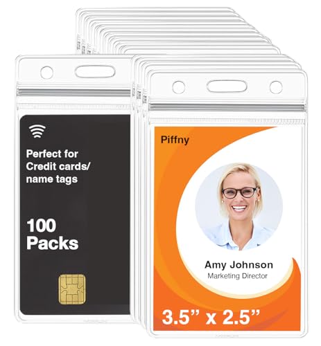 Piffny Clear ID Holder For Lanyard 100 Pack