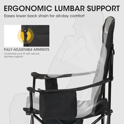 MOON LENCE Silla Plegable Oversized para Camping, Portátil Resistente, Respaldo Alto con Porta Vaso, Bolsa Térmica, Soporte Lumbar y Bolsillo Lateral para Playa, Césped, Picnic, Pesca miniatura 5