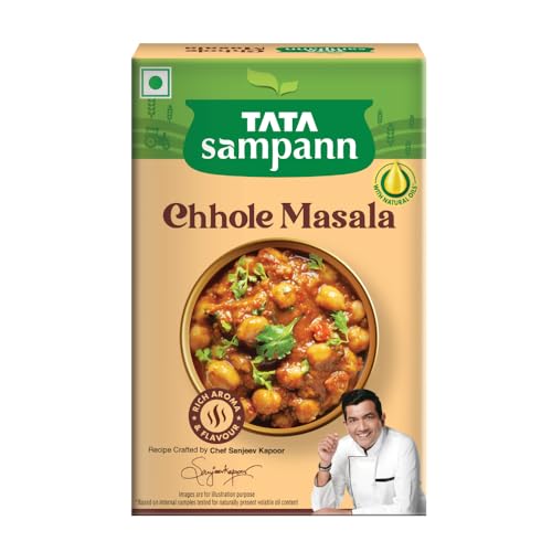 Image of Tata Sampann Chhole Masala with Natural Oils, 100g, Chole Masala Powder, Crafted by Chef Sanjeev Kapoor, With Chef's Exclusive Tip, Rich Aroma & Flavour