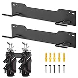 Krimocy Wall Mounted Golf Bag Storage Rack, Heavy-Duty Dual Golf Bag Holder With Rubber-Coated Grips For Garage Organizer
