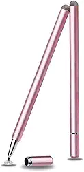 Caneta Stylus Capacitiva 2 em 1 Universal Para Telas Touch Tablets, smartphones e notebooks compatível com Apple, Samsung, Xiaomi, Motorola Sem Bateria, Sem Bluetooth Alta Precisão (ROSA)