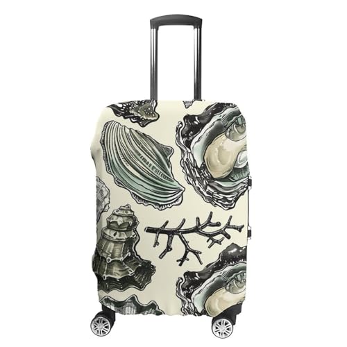 Oysters And Shells Elastic Luggage Cover Suitcase Protector for 19-32 Inch Suitcases | Universal Stretchable Travel Bag Cover | Anti-Scratch, Washable with Zipper Closure S