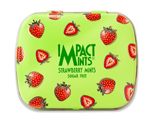 Image of IMPACTMINTS Sugar-Free Mints Strawberry Flavor 14G, For Everlasting & Pleasant Breath, Product Of Germany, Pocket Friendly Mints In Classic Tin Packaging