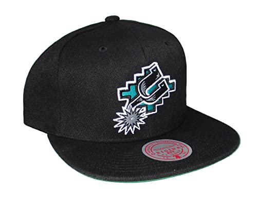 Mitchell & Ness San Antonio Spurs Core Basic Snapback Adjustable Hat Cap - Black