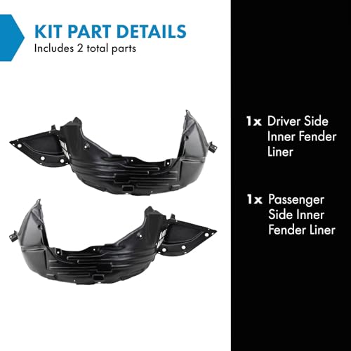 Image of TRQ Front Inner Fender Liner Set Compatible with 2009-2014 Nissan Maxima NI1248119 NI1249119