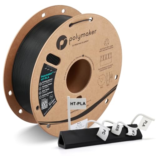 Polymaker Filamento HT-PLA da 1,75 mm nero, PLA ad alta temperatura per stampa 3D, resistente al calore fino a 130 °C, facile da stampare, funziona con la maggior parte delle stampanti FDM, bobina da