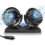 Cooling Car Fan, 12V Electric 2 Speed Dual Head Fans for Seat Passenger Portable Vehicle Fan, 360°...
