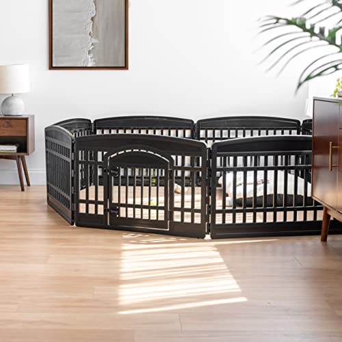 IRIS USA 24" Dog Playpen 8-Panel Pet Exercise Pen with Door Gate 83.5x83.5x24 Puppy Play Pen Indoor Outdoor Plastic Foldable Portable Pet Fence for Small Medium Dogs Puppies Multiple Pets Black by IRIS USA - Image 9