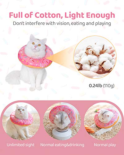 Woiworco Adjustable Cat Recovery Collar, Cute Cat Donut Collar, Soft Cone Collars For Cat, Cat Cones To Stop Licking Wound Healing Protective Cone After Surgery Elizabethan Collars For Pets(M, Pink) #TOP2