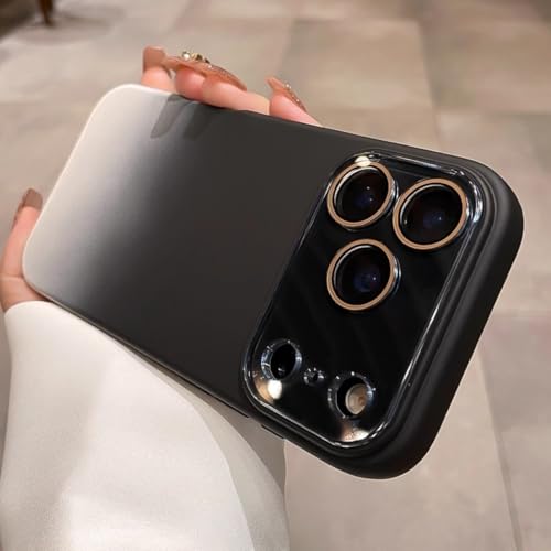 RNOZX iPhone 12 Pro Max�p �O���f�[�V�����t�̃V���R�����\�t�g�t�H���P�[�X �t���K���X�J�����ی�ϏՌ��J�o�[�iiPhone 12 Pro Max�p/�u���b�N�j