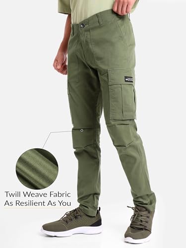 Image of Beyoung Cotton Lycra 6 Pocket Regular Fit Cargo Pants for Men | Cargo Trousers for Men