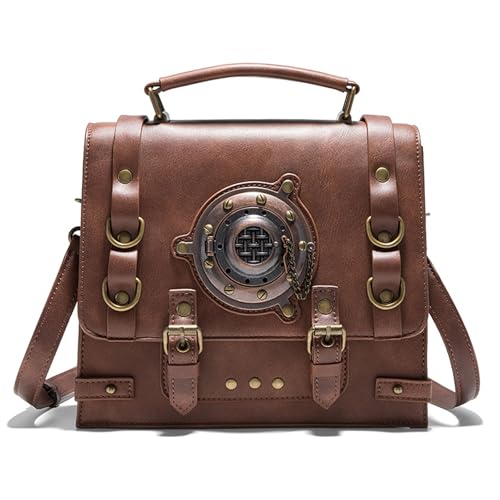 KOTORA Small Crossbody Purse and Handbag Cute Shoulder Bag Retro Steampunk Metal Messenger Brifcase Costume Cosplay Accessory