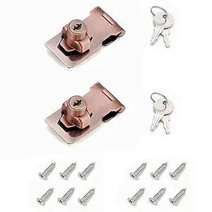 I-EASYDWW, Keyed Hasp Locks, Twist Knob Keyed Locking Hasp, Cabinet Locks, Cabinet Locks with Keys, for Drawer, Cabinets and More, Zinc Alloy with Iron Chrome Plating, Silver, 2 Pack (2.5 Inch, Red)