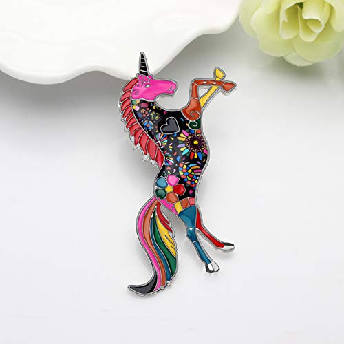 Image of DUOWEI Dainty 6 Colors Unicorn Horse Brooch Fancy Unicorn Lapel Pin Clothes Scarf Accessories for Women Girls Jewelry Gifts