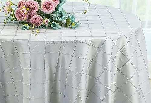 90 Inch Round Pintuck Seamless Taffeta Tablecloths Table Cover Linens for Wedding Party Banquet Events - Apple Red