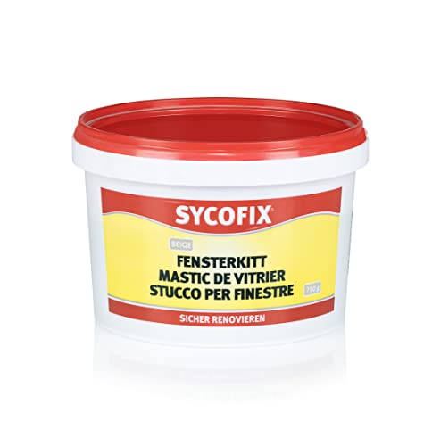 SYCOFIX Fensterkitt 750 g, für Holzfenster, gebrauchsfertiger Glaserkitt, Reparaturkitt, Dichtungskitt, innen und aussen, beige, für die...