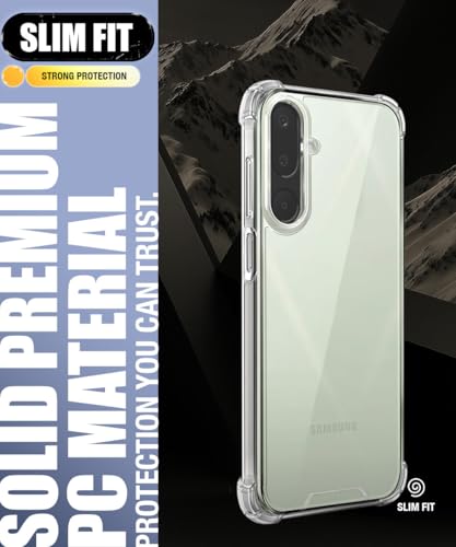 Image of WOW IMAGINE Ultra-Hybrid Crystal Clear Back Case for Samsung Galaxy M56 5G | Galaxy F56 5G | Shockproof Design | Camera Protection Bump | Hard Mobile Back Cover with Cushioned Edges - Transparent