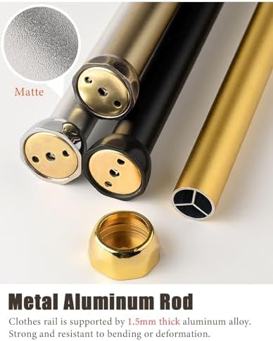 Heavy Duty Champagne Gold Closet Rods & Brackets - Adjustable 30" Removable Clothing Valet Pole Bar for Organized Hanging Storage - Durable Clothes Rack for All Spaces